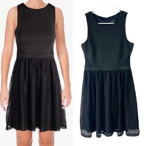 Jessica Simpson Black Scuba Lace Fit-and-Flare Dress Size 6 Formal Dance